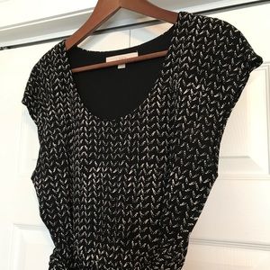 Loft black printed faux wrap dress size small
